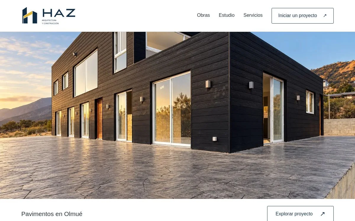 Vista del proyecto web de HAZ Arquitectura y Construcción